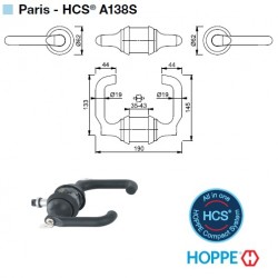 Hoppe Paris HCS K138S modeli (Alüminyum Çerçeveli kapılar için ) - F9005M Mat siyah ( Alm. Rozet )