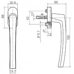 Roto Line Sürme Kolu 43 mm. 160 mm. Beyaz