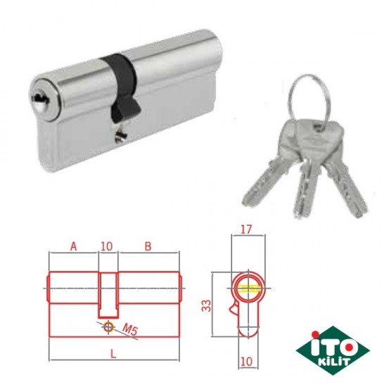 İTO Bilyalı Barel - 5 Adet Anahtarlı ( 40 + 10 + 40 ) - 90 mm. Emniyet Kartlı + İTO Bilyalı Barel - 5 Adet Anahtarlı ( 40 + 10 + 40 ) - 90 mm. Emniyet Kartlı +