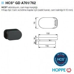 HCS GD A761/762 Cam Kapılar İçin Cam-Cama Karşılık Adaptörü - F9005M Mat Siyah