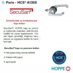 Hoppe HCS Paris Secusan® Antibakteriyal Antimikrobiyal Kapı Kolu F1-2S  Gümüş Kumlu Eloksal ( Anahtar + Anahtar )