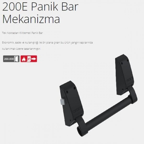 OMNI 200 E Panik Bar Mekanizma - Tek Kanat Barelsiz - Siyah