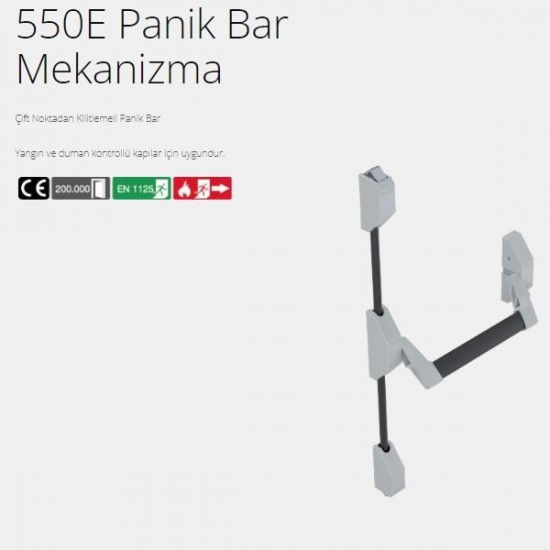 OMNI Omni 550 E Panik Bar Mekanizma Çift Kanat - Gümüş Boyalı