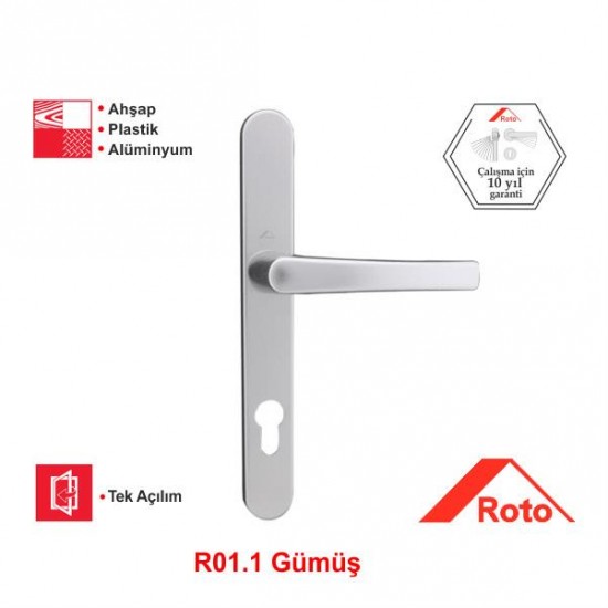 Roto Samba 85 Eksen Aynalı Kapı Kolu R01.1 Gümüş