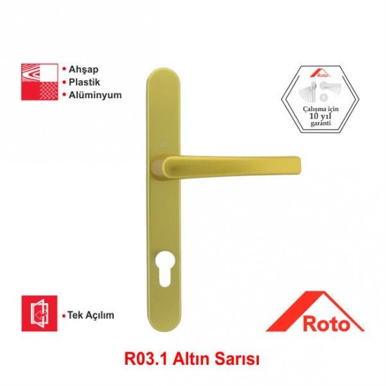 Roto Samba 85 Eksen Aynalı Kapı Kolu R03.1 Altın Sarısı
