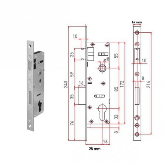 Work PVC Doğrama 28/85 mm Silindirli kapı kilidi - E sersi